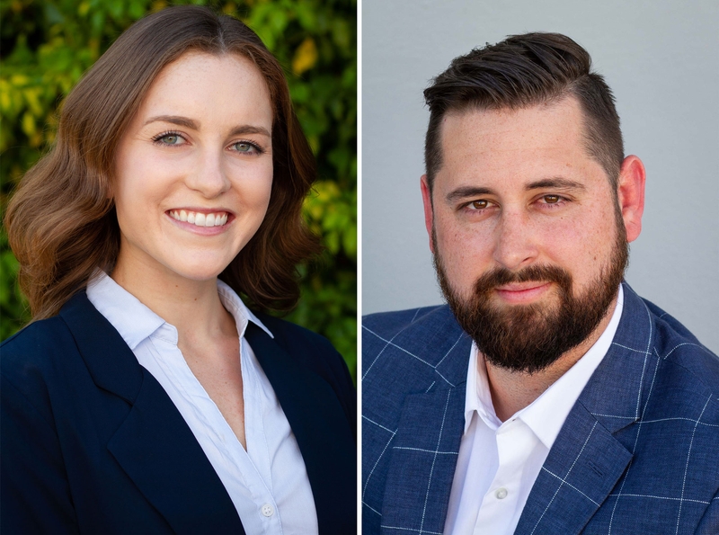 Diptych of male and female professional headshots