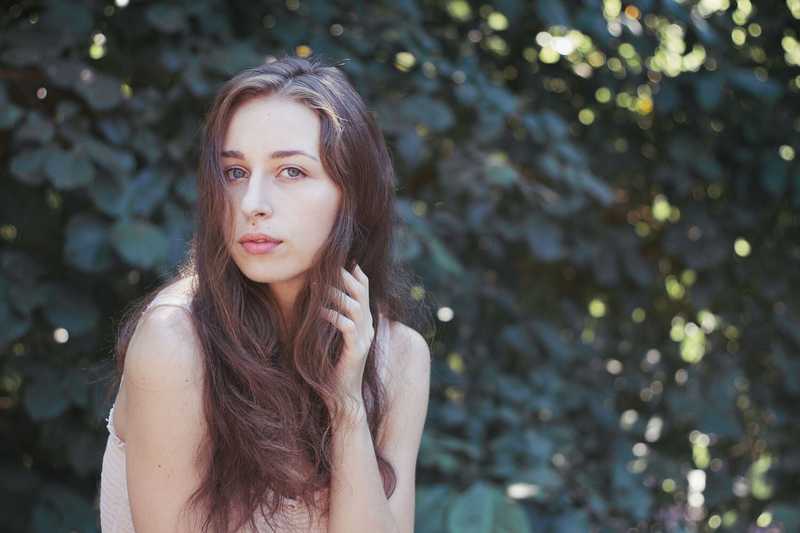 Model posing at a park