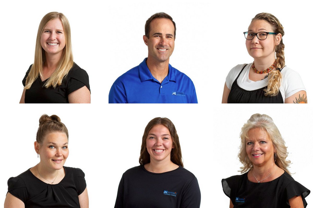 Composite of six staff member headshots from Summit Learning Charter School