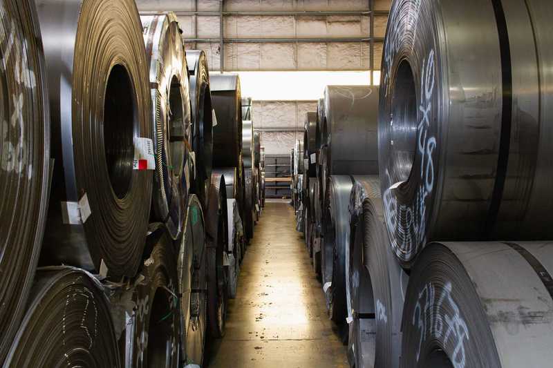 Metal coils stacked on the shop floor at Oregon Metal Services