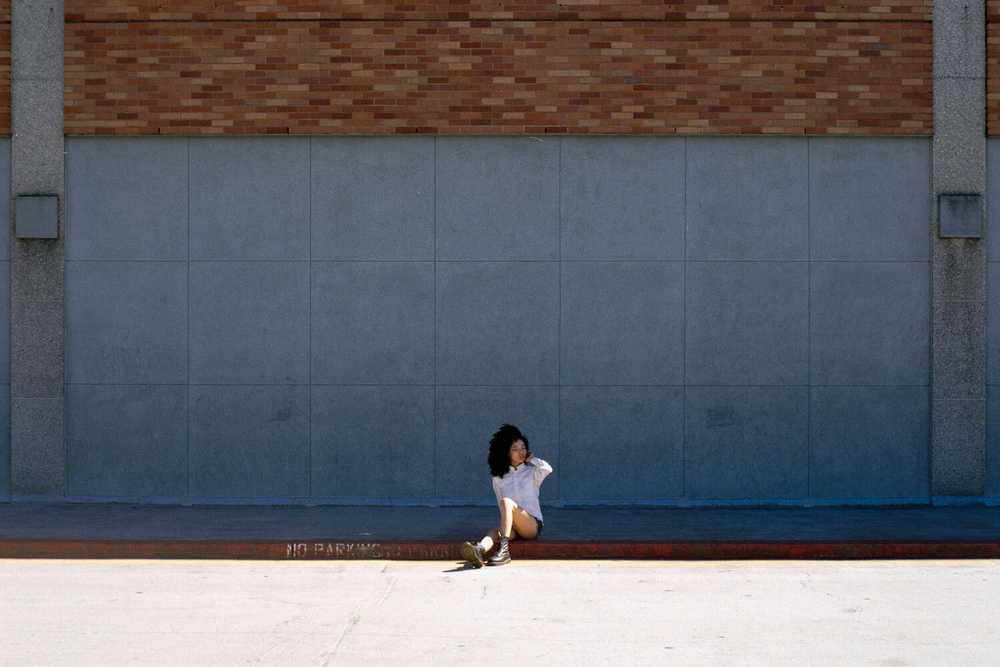 Dramatic portraits of a model outside Lloyd Center Mall in Portland, OR
