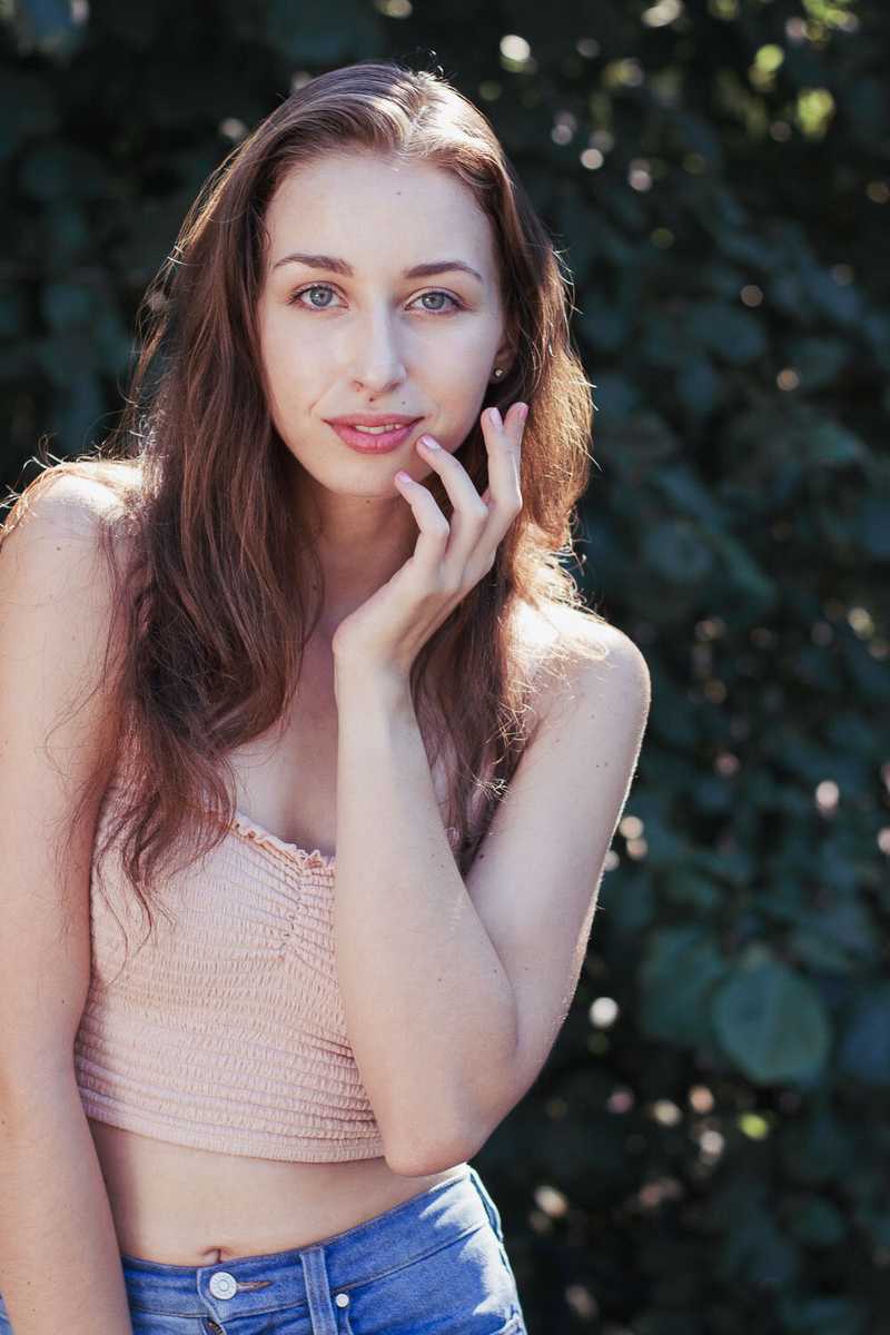 Model posing at a park