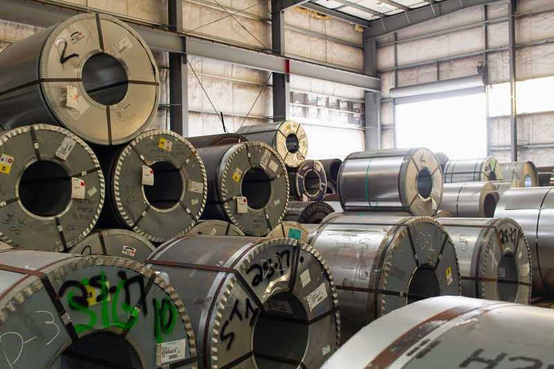 Metal coils stacked on the shop floor at Oregon Metal Services