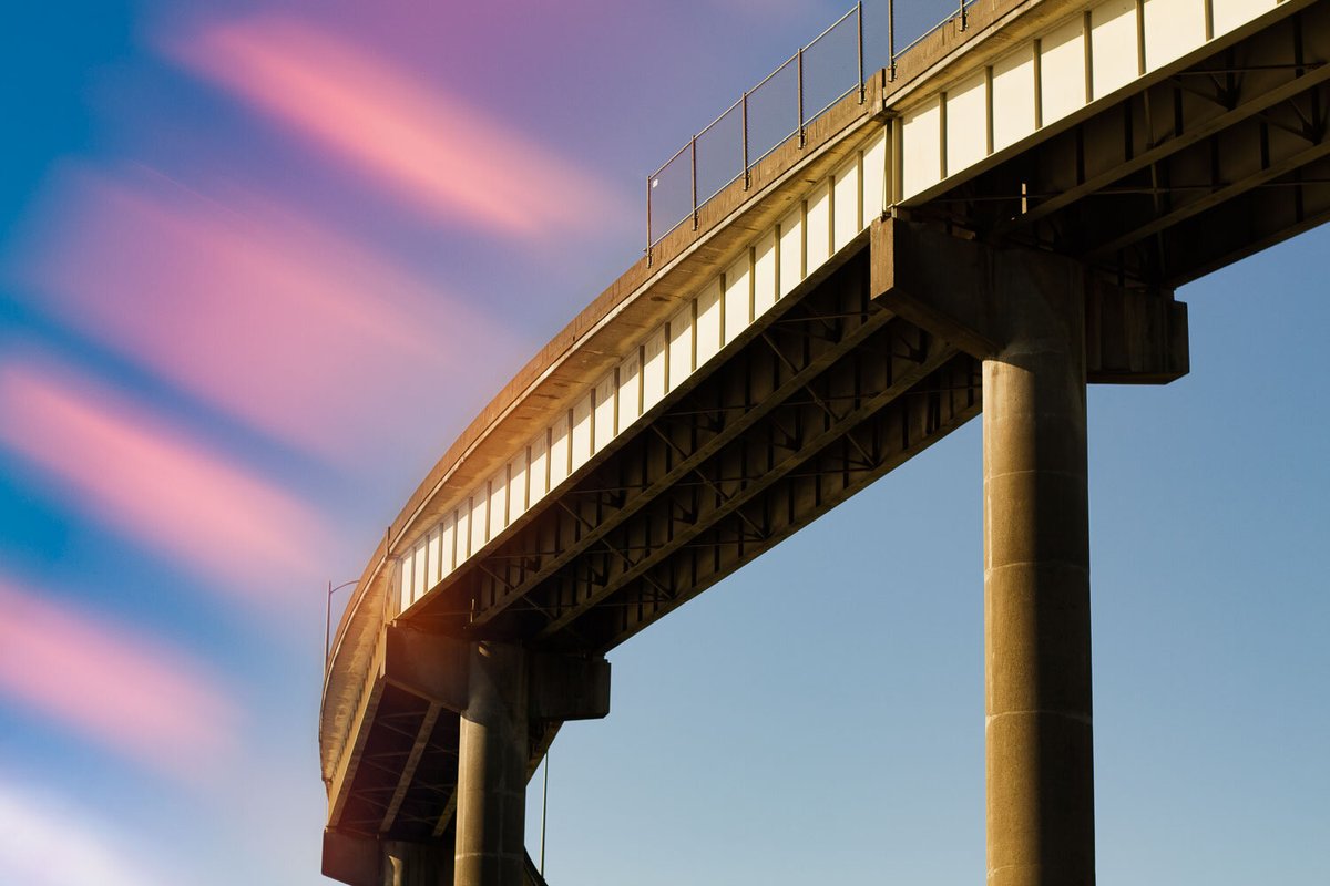 Experimental photo of highway overpass with colored effects