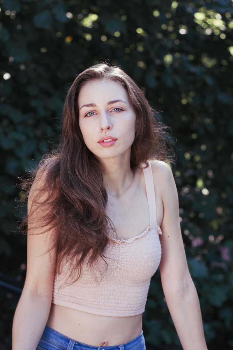 Model posing at a park