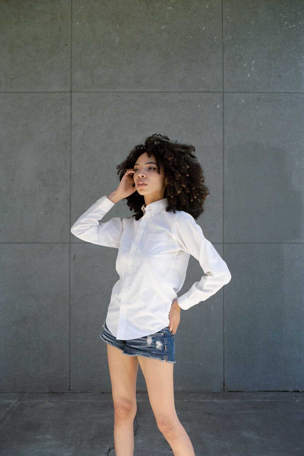 Dramatic portraits of a model outside Lloyd Center Mall in Portland, OR
